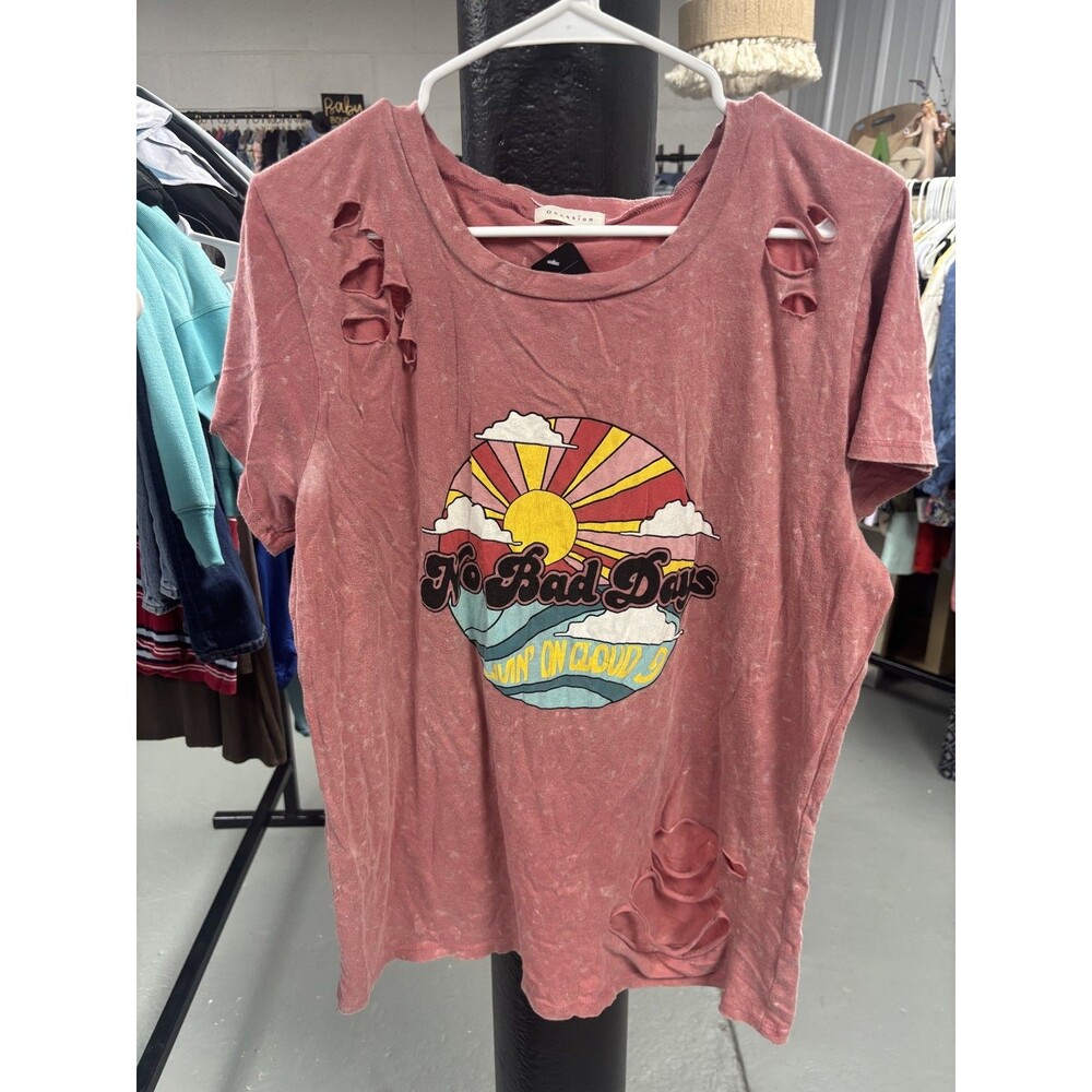 Distressed Pink Occasion Graphic Tee No Bad Days